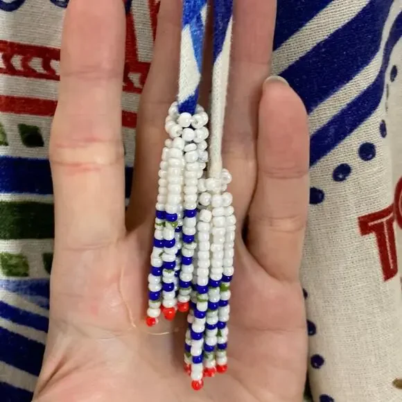 Nwot RACHEL ZOE Pants Women M Linen Tropical-Art Beaded-Tassels Multi Wide-Leg - Picture 7 of 12